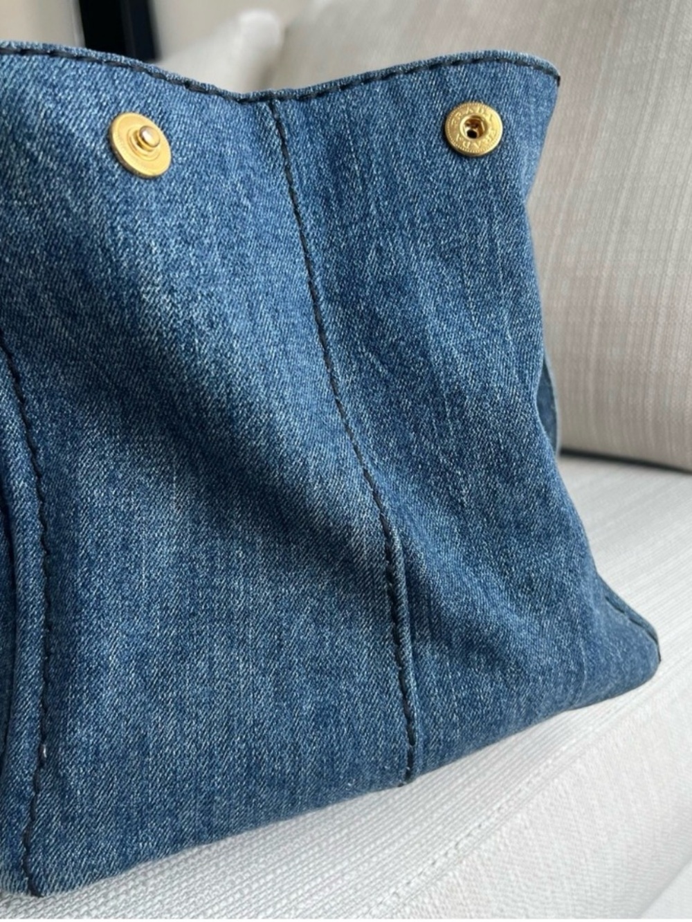 PRADA Blue Denim Structured
Canapa Tote - Picture 5 of 12